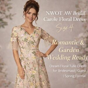 AW Bridal Carole Floral Embroidered Tulle Dress Garden Wedding Guest Formal
